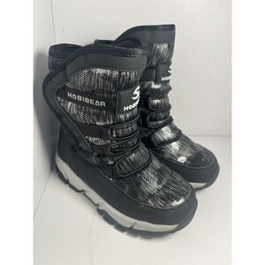 Snow Boots Youth Kids Size 1 HOBIBEAR Waterproof Black Faux Fur Lined Little Kid